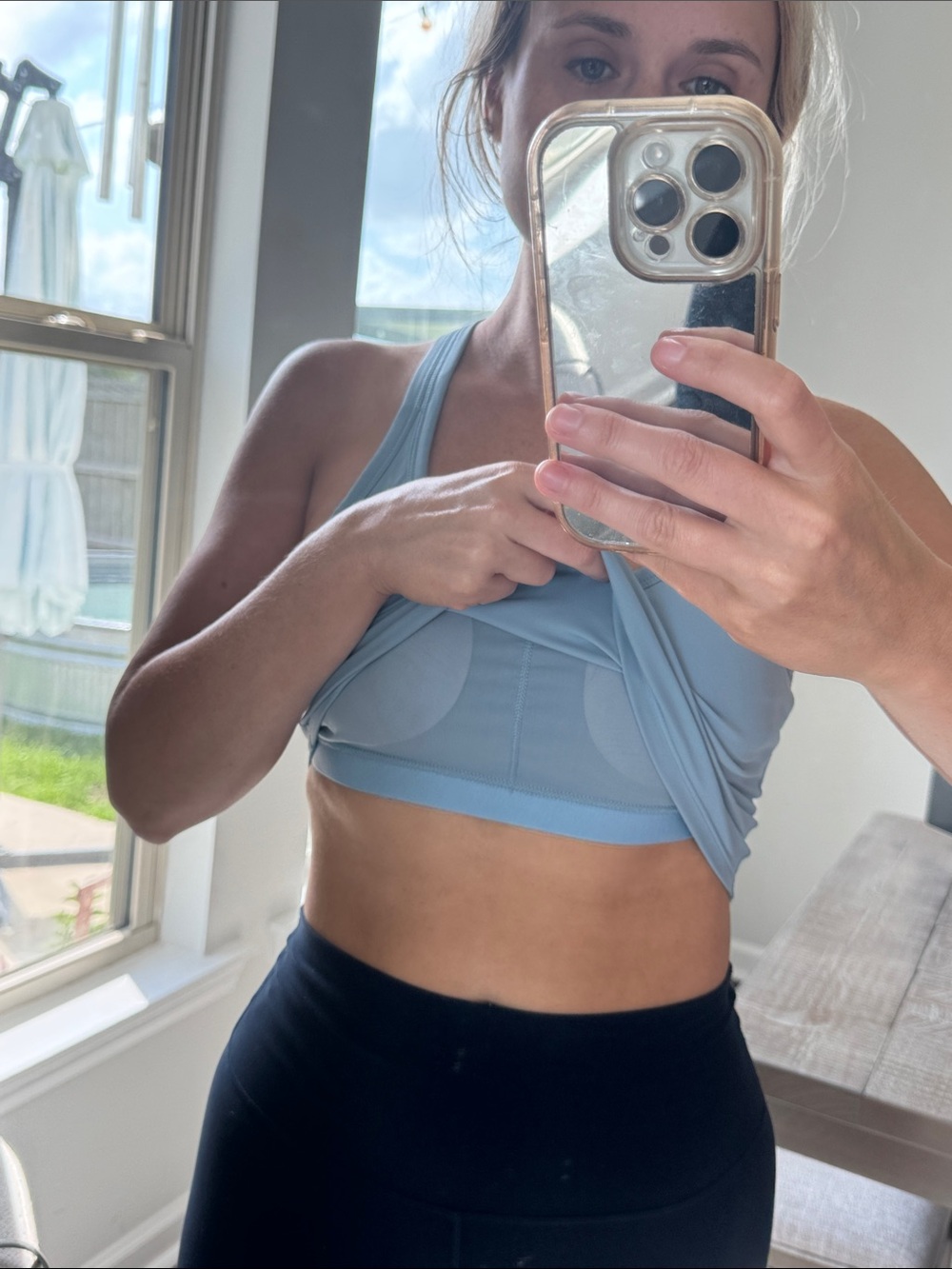 Women’s Light Blue Cropped Tank Top - Classic Scoop Neck Activewear - Picture 4 of 10